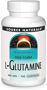 Source Naturals L-Glutamine - Acid Amino de forme libre qui soutient l'énergie métabolique - 100 capsules