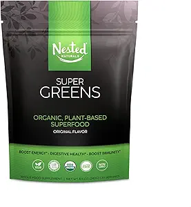 Super Greens Daily Greens Superfood Powder - Certificato USDA Polvere verde organica w/20+ Cibi interi, polvere di Spirulina, erba di grano e orzo - Probiotici, fibra e enzimi - ricarica originale, 30 Serve