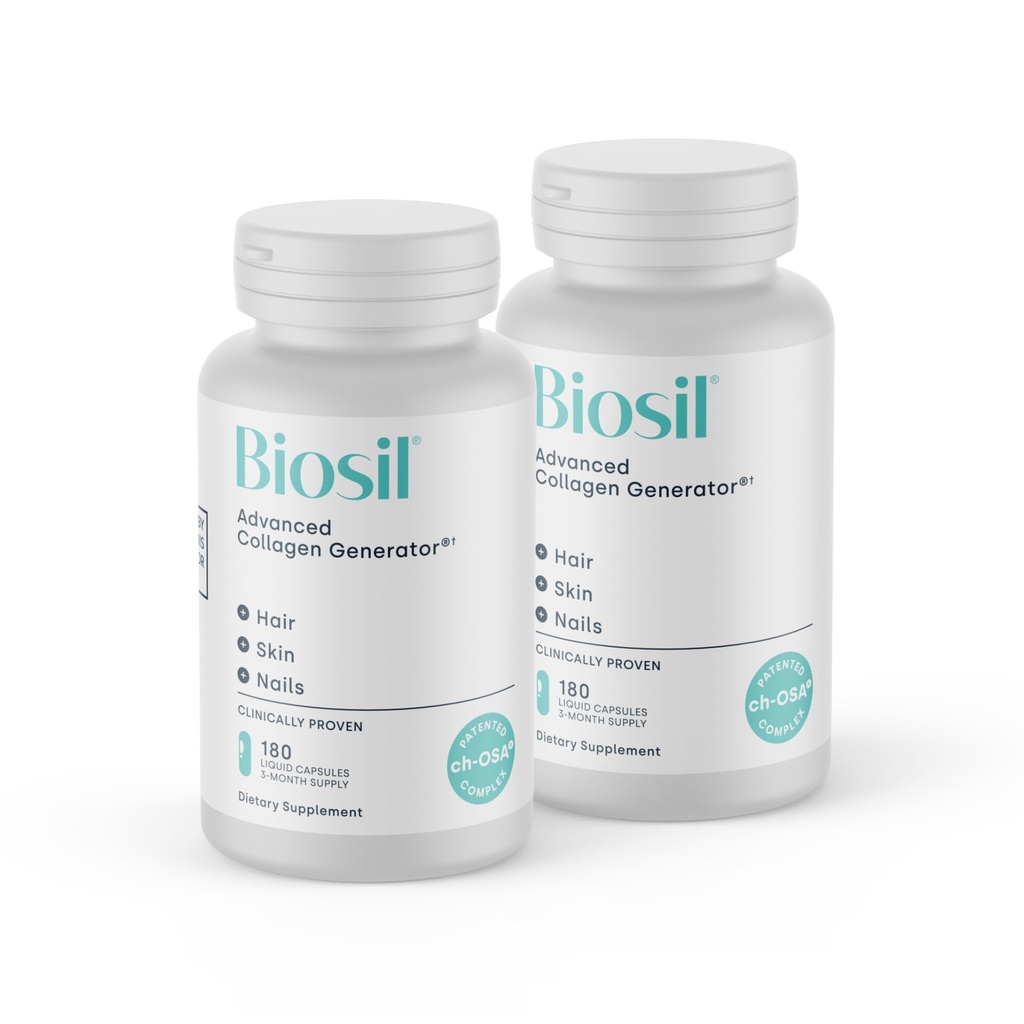 Supplément de rappel de collagène biosil - 180 capsules liquides, boîte de 2 - Activateur ch-OSA breveté pour la peau, les cheveux, les ongles et les articulations - supporte la production naturelle - 180 jours d'approvisionnement