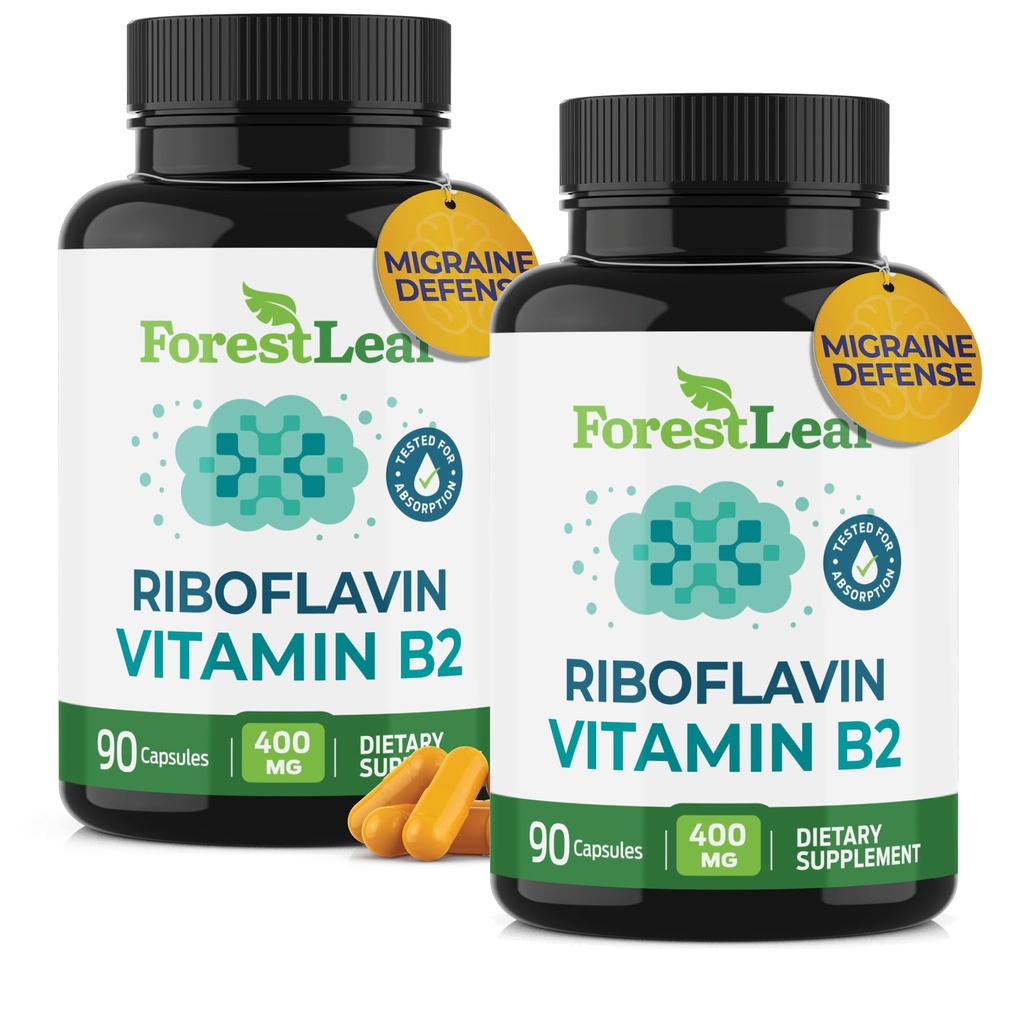 Vitamin B2 Riboflavin 400mg - Energie, Haut und zelluläre Gesundheitsergänzung - Nervous System Support - Vitamin B 2 Vit B - Non-GMO & Glutenfrei - B2 Vitamin 400mg Gemüsekapseln, 90 Count 2-Pack