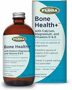 Flora Bone Health+ - Integratore di Calcio e Magnesio - Offre supporto Bone - Contiene Vitamina D3 & Vitamina K2 - Vegan & Gluten-Free - Delicious Fruit Juice Base - 8 fl. oz.