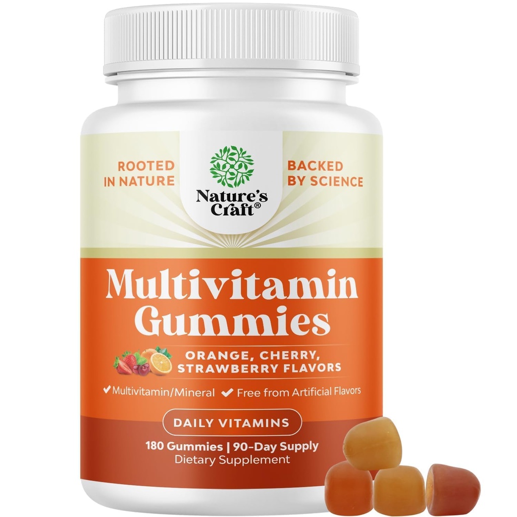 Potent Daily Multivitamin Gummi für Erwachsene - Wellness Mischung aus Vitamin D A C E B12 Zink und Biotin - Adult Vitamin Gummy für Energie und Immune Gesundheit - Non-GMO Gluten Free und Halal - 180 Gummis