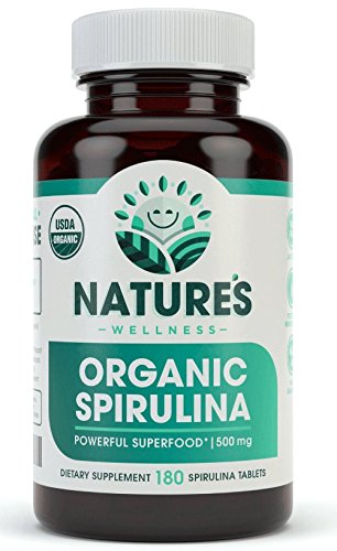 USDA Organic Spirulina Tabletten - Non-GMO Green Superfood Supplement: 3000 mg frische blaugrüne Algen, vegan, glutenfrei, nachhaltig angebaut, Pestizide frei und nicht bestrahlt, 500 mg pro Tablette, 180'