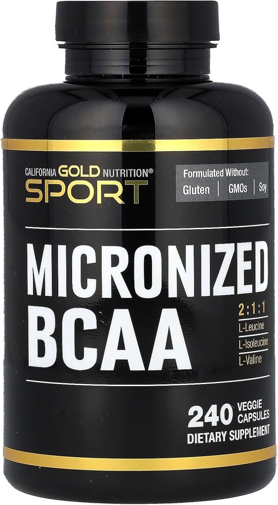 California Gold Nutrition Sport, Micronized BCAA, verzweigte Kette Aminosäuren, 240 Veggie Kapseln
