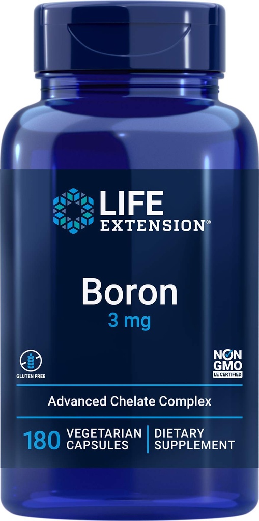 Life Extension Boron 3mg 180 Veg Caps - Triple Boron Complex mit Boron Citrat, Glycinat, Aspartat - 3 mg Kapseln - Verbessert mit Vitamin B2