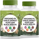 Olio di origano, Estratto di aglio, Foglia di Oliva, Olio di semi neri, Supporto immunitario di Astragalus & Integratore di salute digestivo per le donne e gli uomini- 120 Conte