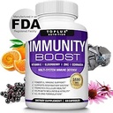 Immunity Boost Immune Support Supplément â € , 1650mg 10 en 1 Mélange avec Elderberry, Vitamine C, Zinc, Echinacea & Probiotiques pour la défense du système immunitaire, soutenir le système respiratoire sain, 60 Capsules