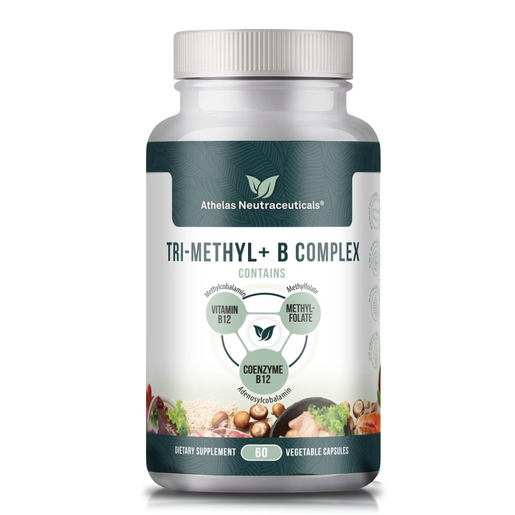 Tri-Methyl+ B Complex Methylierte B Vitamine - Full Spectrum Methyl B Complex Vitamin Supplement für MTHFR Unterstützung mit aktiven Formen von B12 Methylcobalamin, Adenosylcobalamin und Methylfolat