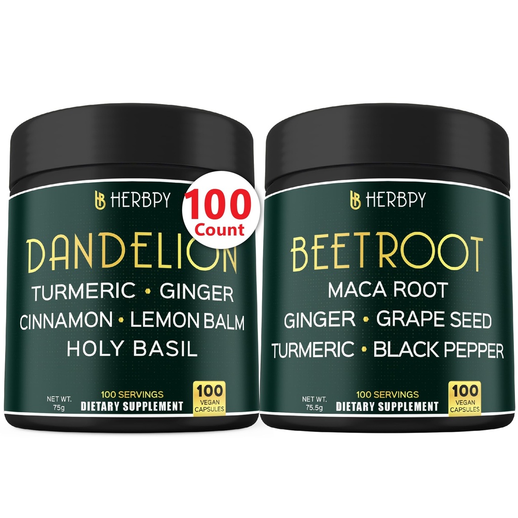 Bundle 6in1 Dandelion Supplement & 6in1 Rübenwurzelkapseln - Unterstützung Verdauungs-, Immun- und Herzgesundheit