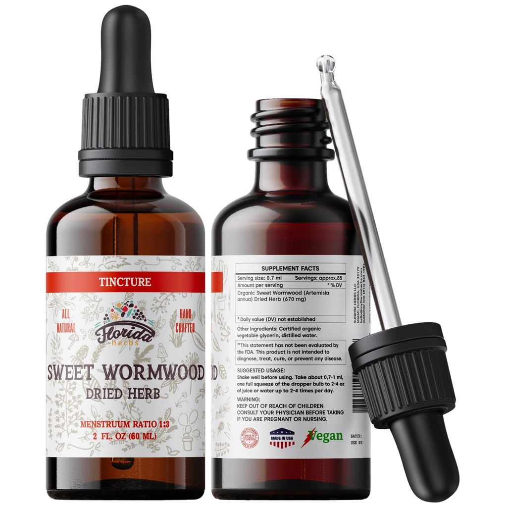 Sweet Wormwood Organic Tincture - Natural Intestinal Cleanse and Digestive Cleanse Supplement - Wormwood Kräuterextrakt für Detox - Made in USA - 2 Fl Oz (Sweet Wormwood - 2 Fl Oz)