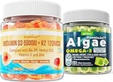 NEVISS Vitamine D3 5000UI + K2 (MK-7) 120mcg Gommies remplies + Oméga végétalien 3 Gommies 1000mg