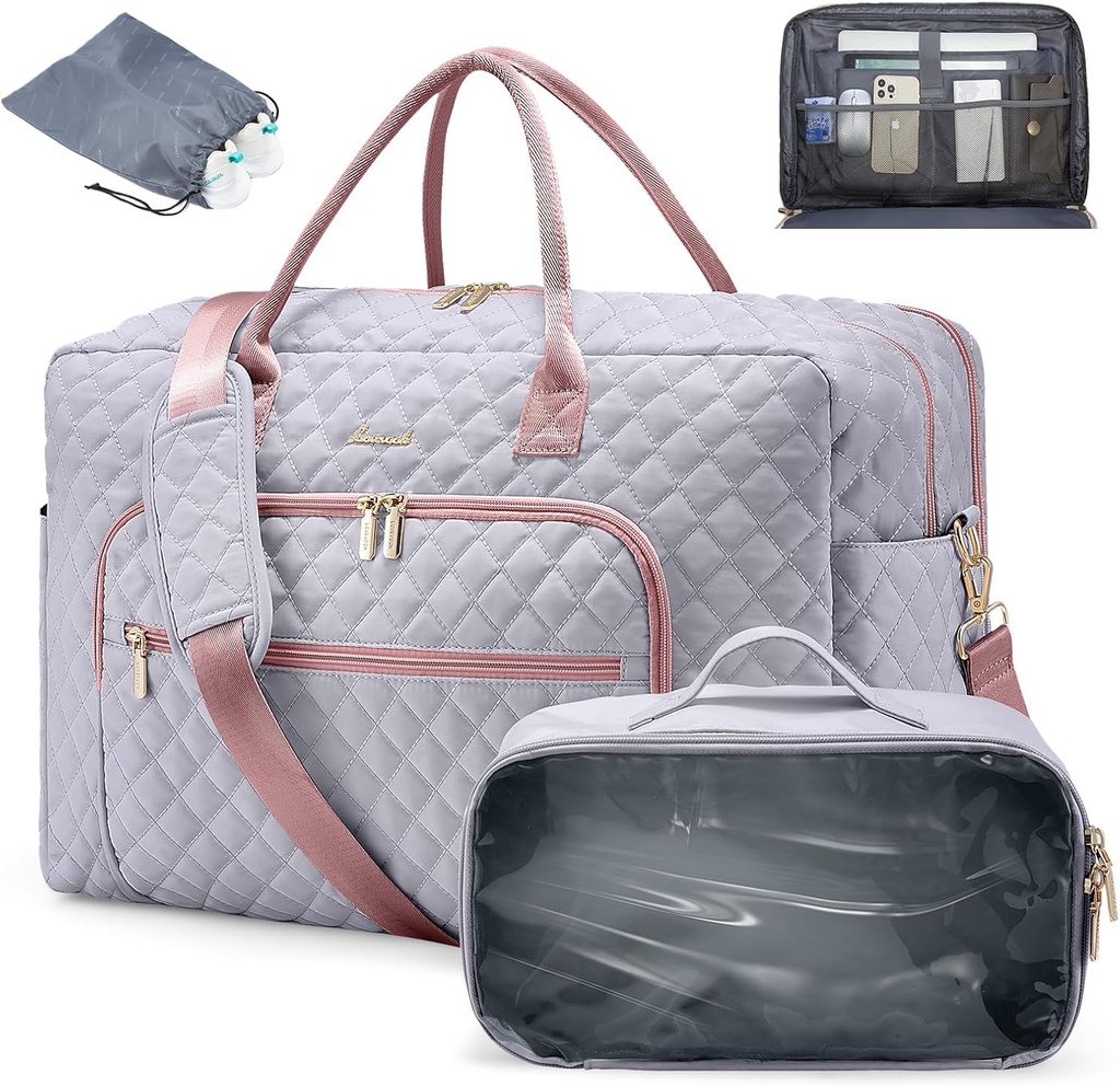 LOVEVOOK Travel Duffle Bag - Women's Weekender porter la nuit ordinateur portable et sac de gym avec toilette / poche de chaussures, sac de travail de l'hôpital