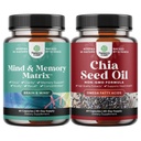Bundle of Advanced Brain Supplement mit Nootropics for Memory, Focus, Clarity, Energy and Chia Seed Oil Extract Kapseln mit pflanzenbasierten Omega 3 6 9 und Fiber for Heart, Verdauungs- und Immununterstützung