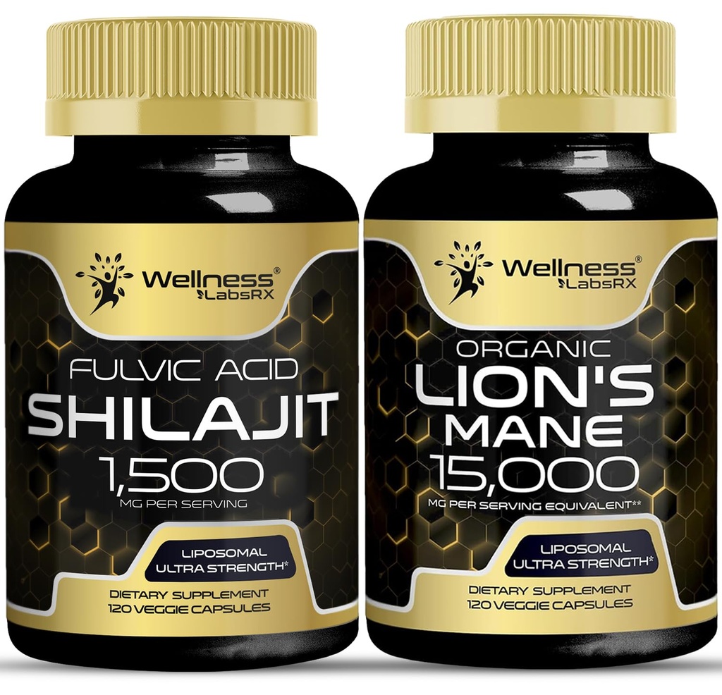 WELLNESS LABSRX Lions Mane Supplement Kapseln mit Shilajit Himalaya Kapseln | Bundle