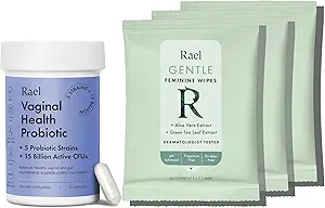 Rael Bundle - Integratori Probiotici per Donne, Enzimi Digestivi, Salute del Tratto urinario (30 giorni) & Wipes Femminile Flushable, pH Balance (10 Conte, Confezione da 3)