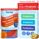 FIRST DAY Womens 3-in-1 Probiotic Gummis – Prebiotic + Probiotic + Postbiotic Supplement – Unterstützt Verdauungs- und Mundgesundheit, Immunfunktion und Energie – 30-tägige Versorgung