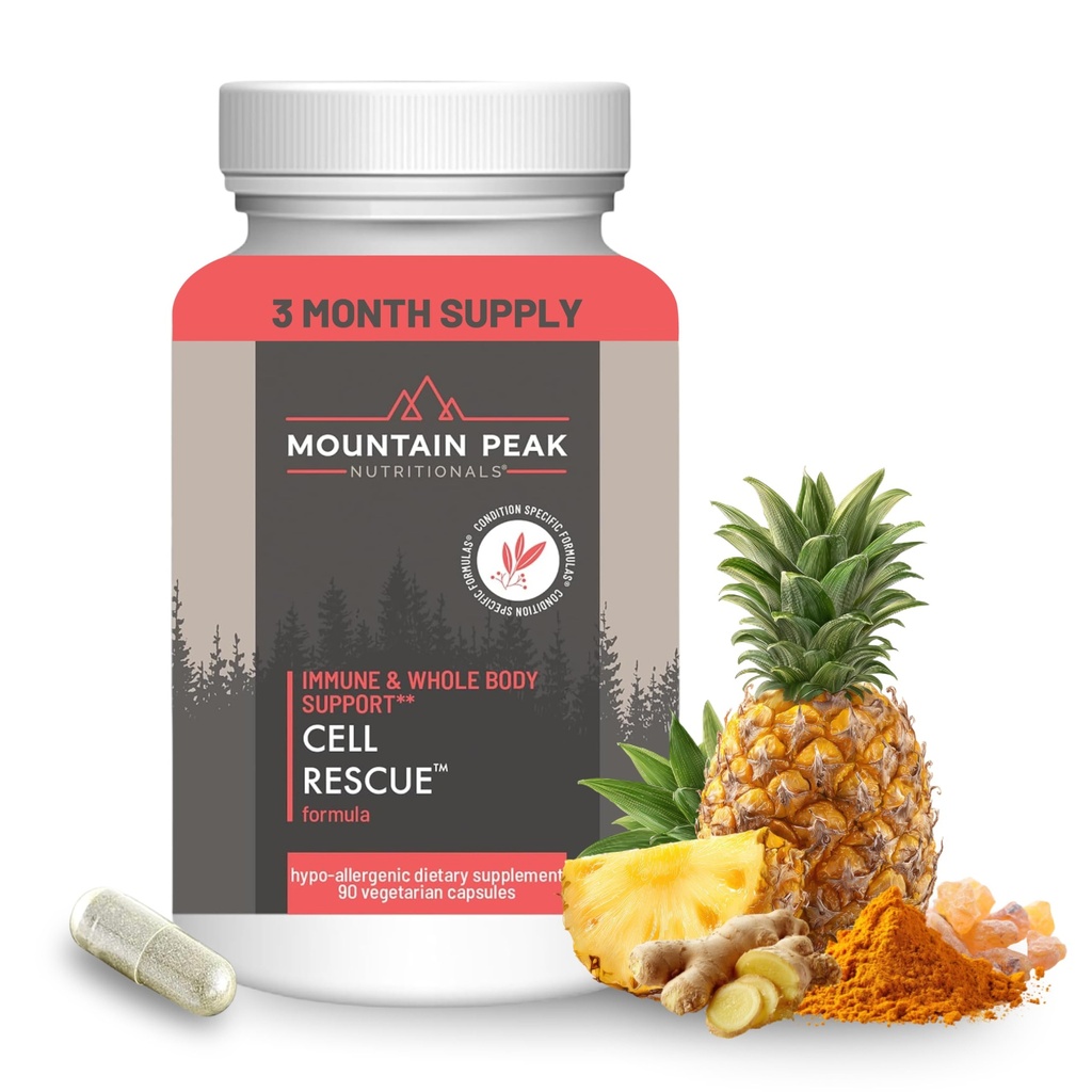 Mountain Peak Nutritionals Cell Rescue - Antioxidant Immune Support Supplemento con Turmeric, Ginger Root e Bromelain - Supporta la salute intestinale e il corpo intero (90 capsule)