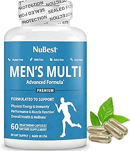 Multivitamin für Männer mit 38 Schlüsselnährstoffen, B-Komplex, D3, A, C, Zink, Magnesium, Calcium, asiatische Ginseng, Ashwagandha, Kurkuma für Knochen, Muskel, Immunität | 60 Vegan Kapseln | 1 Monat Versorgung