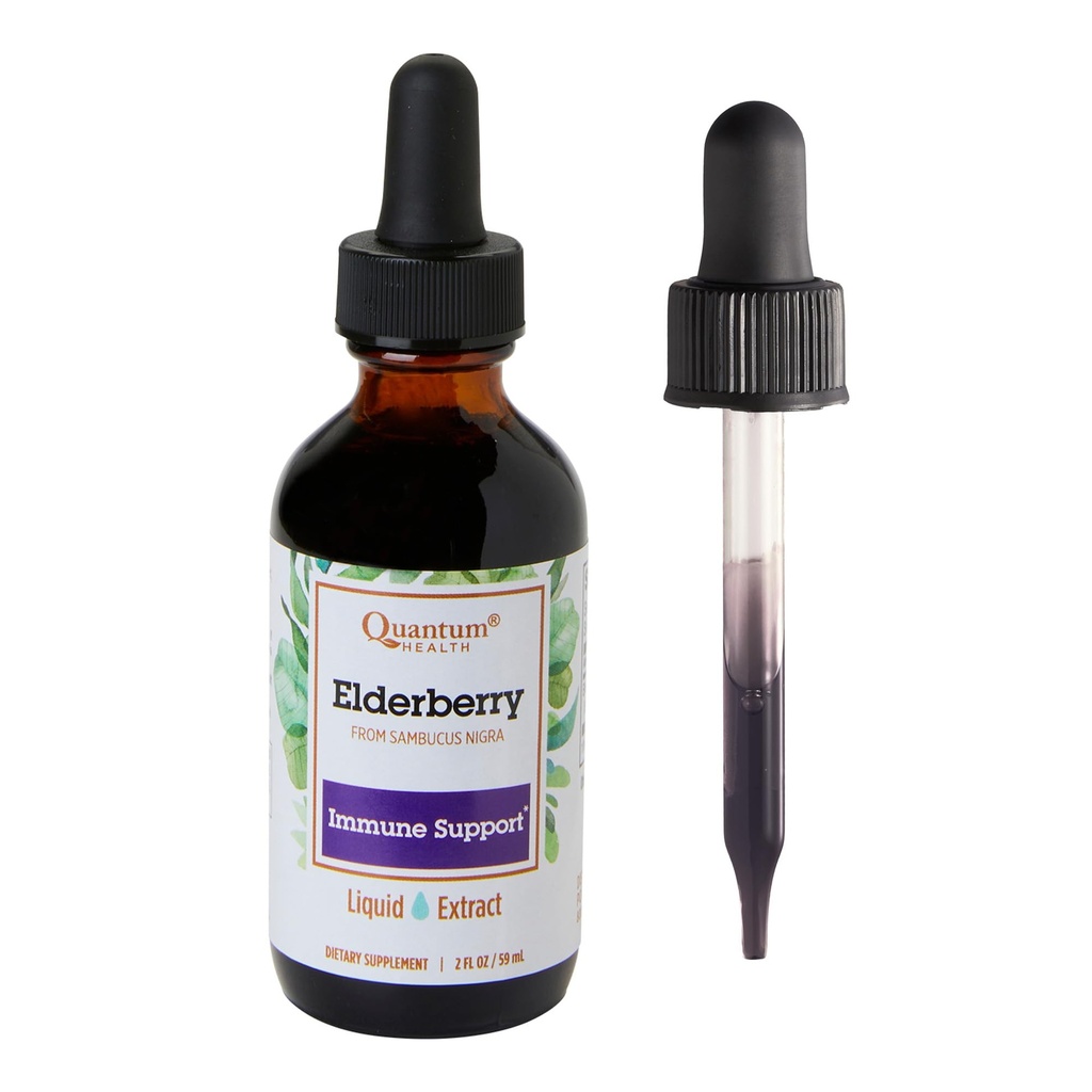 Quantum Health Black Elderberry Liquid Extract Sambucus Nigra Immune Support Formel 700mg - Tägliche Wellness Boost von potenten Antioxidantien für Damen und Herren - hohe Dosierung, schnelle Absorption, Vegan - 2 Fl Oz