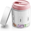 Daviky Pill Bottle Organizer, Ergänzung Organizer mit 7 großen Komponenten, Travel Pill Dispenser Runde Pille Box mit zwei Lids(Pink