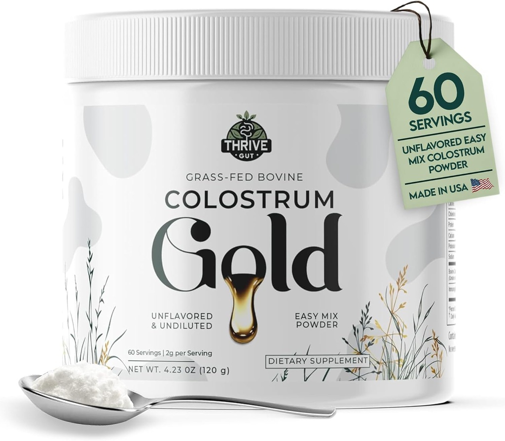 Colostrum Gold - Premium Grass-Fed Bovine Colostrum Powder Supplement für Immunität, Gut Health, Muskel & Wellness - Daily Superfood unterstützt Haare, Haut, Nägel - Frauen & Männer - Unflavored, 60 Servierungen