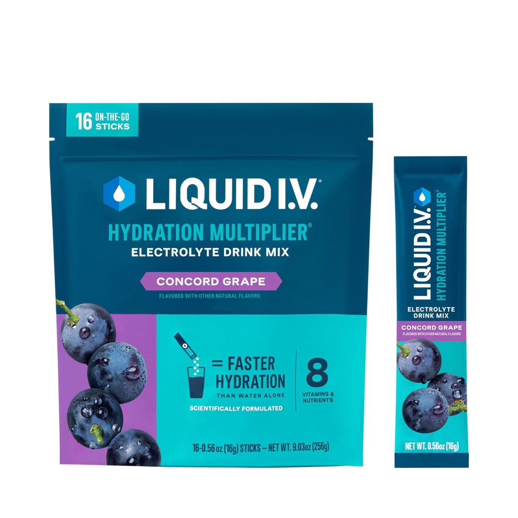 Liquid I.V.® Hydration Multiplier - Concord Grape | Elektrolytpulver-Getränkmischung | 1 Packung (16 Servierungen)