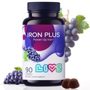 Supplément de fer LIVS pour les femmes et les hommes avec vitamine C, A, B3, B5, B6, B12, Biotine, Zinc et Folate.