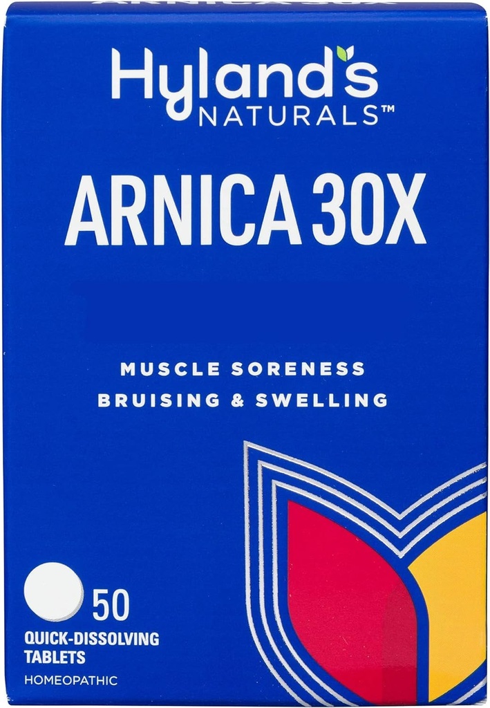 Hyland's Arnica Montana 30x Tablets, natürliches Relief von Brüggen, Schwellung und Muskeln Soreness, schnelles Lösen von Tabletten (Pack von 1, 50 Count Total)