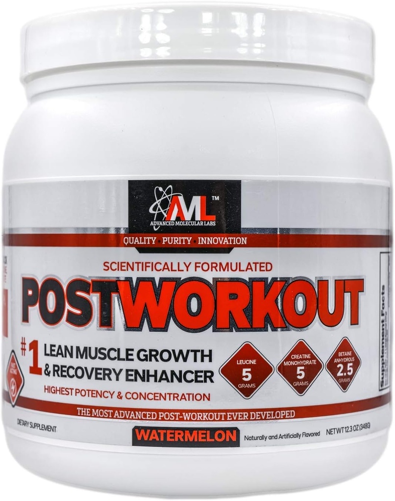 Advanced Molecular Labs - Postworkout Powder, Lean Muscle Growth, Recovery Enhancer, Muskelaufbau Post Workout Erholungsgetränk für Frauen und Männer, Wassermelone, 12.3 Unze