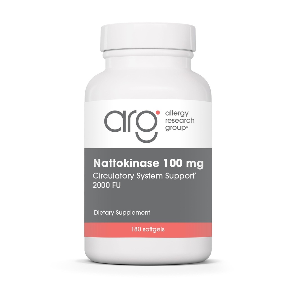 Allergy Research Group Nattokinase 2000 FU / 100mg - Nattokinase Supplement für Damen und Herren, Natürliche Enzymunterstützung für Herz- und Blutgesundheit - 180 Softgels