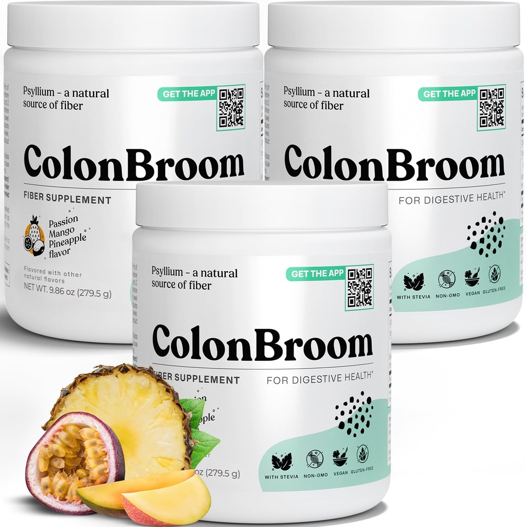 ColonBroom Psyllium Husk Pulver mit Stevia (Tropische Früchte) - Colon Cleanse for Bloating Relief & Gut Health - Colon Broom Fiber Powder Drink - Vegan Fiber Powder Stevia Supplement, 150 Portionen