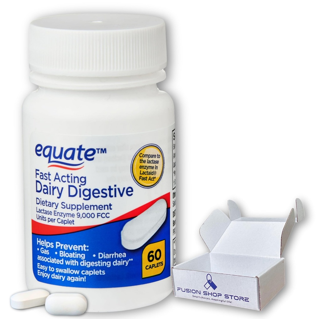 Lactase Fast Acting- Dairy Digestive Supplement, 60 Caplets (Pack von 1)