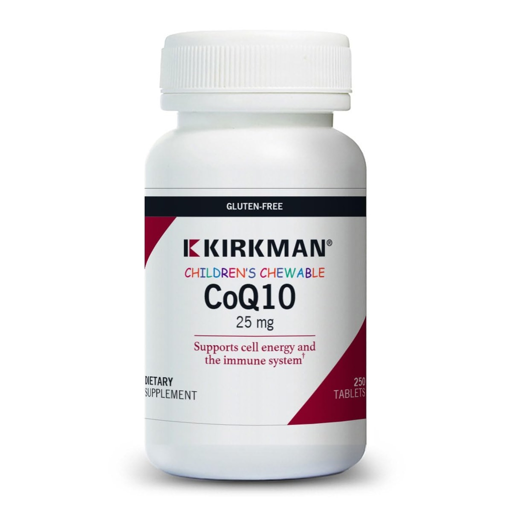 Kirkman Coenzyme Q10 25 mg Tavole per bambini ||| 250 Tablets ||| CoQ10 || Gratuito degli allergeni comuni ||| Gluten Free ||| Casein Free ||| Supports Immune System