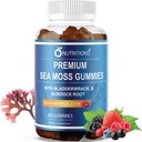 O NUTRITIONS Premium Sea Moss Gummies Made con Irish Sea Moss, Burdock Root e Bladderwrack -Seamoss Raw Alkaline Supplement