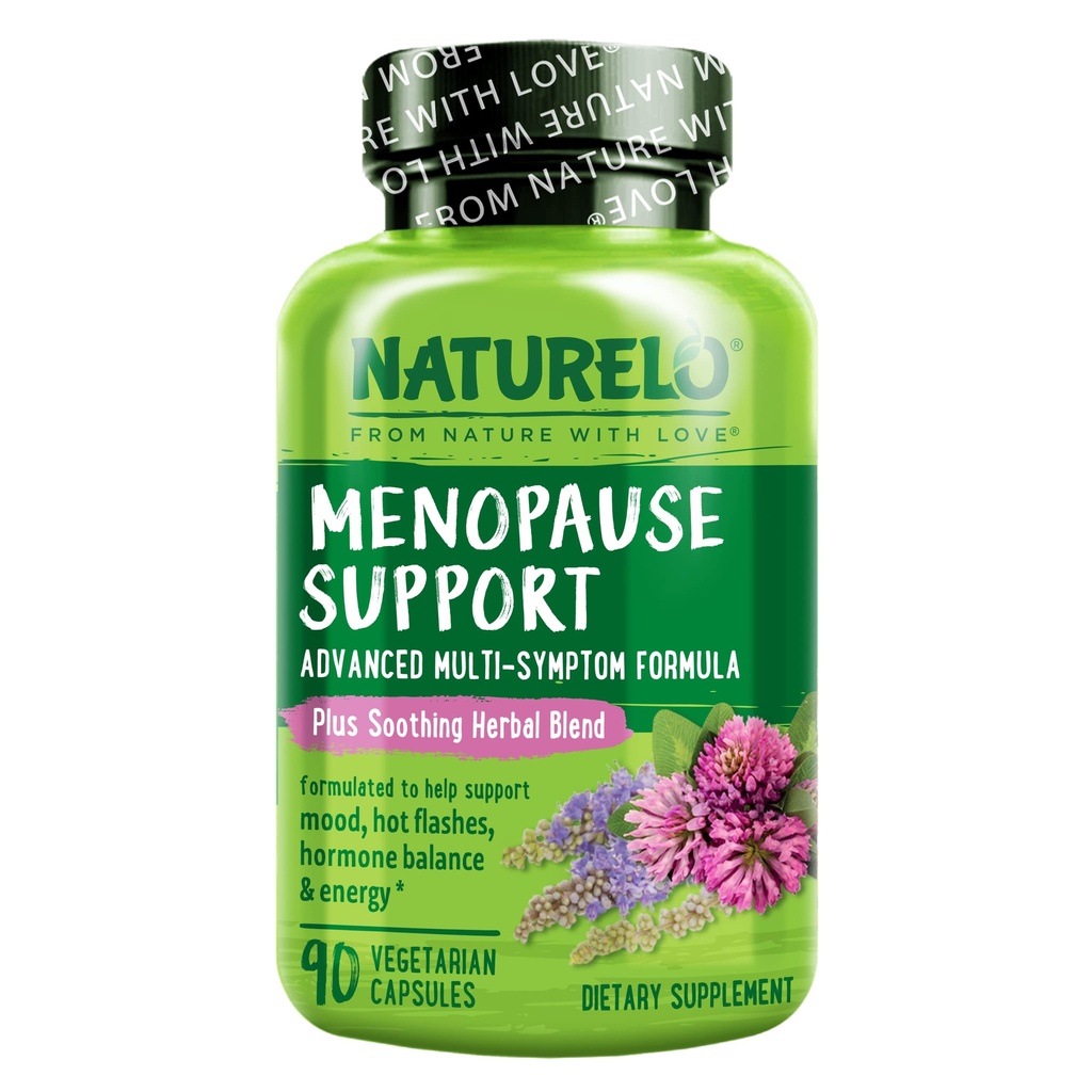 NATURELO Menopause Ergänzungen für Frauen, Kräutermischung mit schwarzem Cohosh für Menopause Hot Flashes Advanced Estrogen Multi-Symptom Formel 90 Kapseln