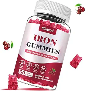 Integratore di ferro vegano per le donne, con vitamina A, C, B6, B12, Folate e zinco, Boost di energia, senza zucchero, senza dopo gusto - Delicious Cherry Flavor, 60 Conte