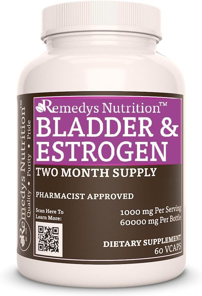 La vescica nutrizionale di Remedy e le capsule di estrogeno | 1.000 mg, 60 capsule vegane | Due mesi di alimentazione | Blend Include camomilla, Clover rosso & Burdock