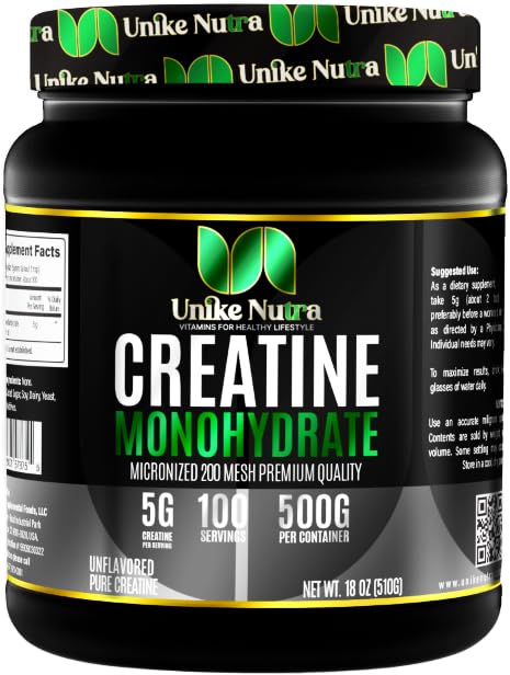 Pure Creatine Monohydrat-Pulver-Ergänzung, Entflammt, unterstützt Bulk Muscle Energy, Recovery, & Strength - Kreatin-Ergänzung für Männer & Frauen - 500G, 5000mg pro Serv (5g) - 100 Servierungen