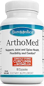 Euromedica ArthoMed - 60 capsule - Studi clinici Boswellia & Curcumin, Claw del Diavolo - Joint & Spine Health, Cartilage Formation, Flessibilità, Comfort - 30 Serve