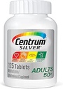 Centrum Silver Multivitamin für Erwachsene 50 Plus, Multivitamin/Multimineral Supplement mit Vitamin D3, B Vitamine, Calcium und Antioxidantien, Glutenfrei, Non-GMO Zutaten - 125 Zähler