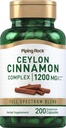 Piping Rock Ceylon Cinnamon Complex Kapseln 1200 mg | 200 Graf | Kräuterergänzung | Vegetarisch, Non-GMO, Glutenfrei