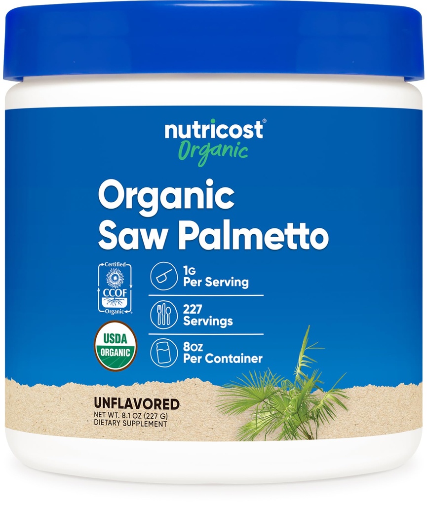 Nutricost Organic Saw Palmetto Pulver 8oz - zertifiziert USDA Organic Saw Palmetto, Glutenfrei