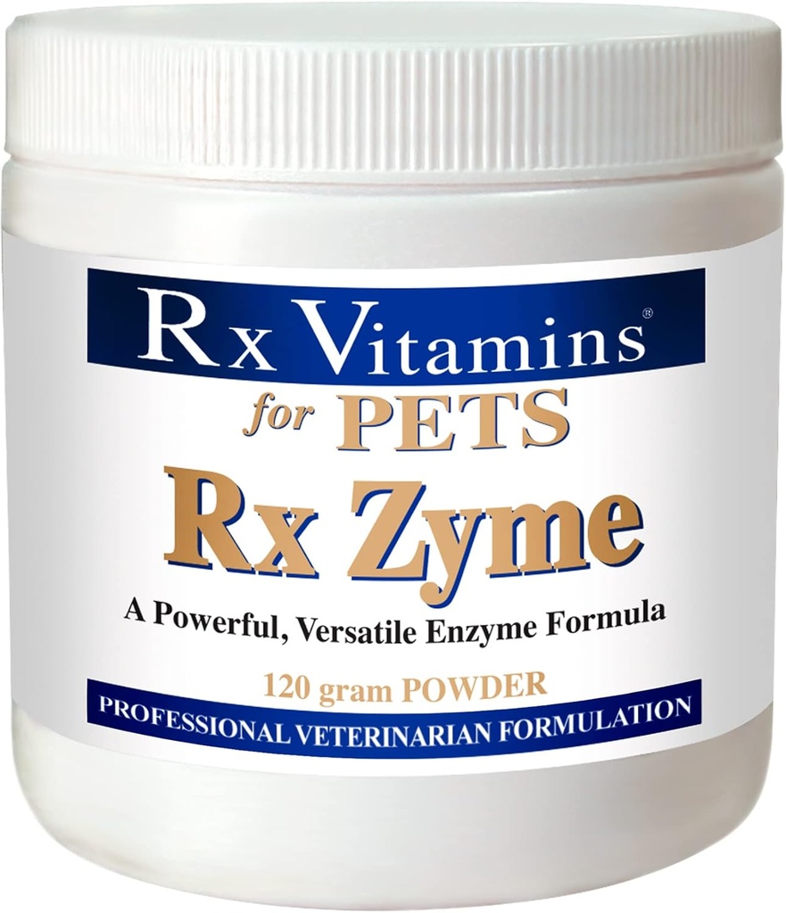 Rx Vitamines pour les animaux de compagnie Rx Zyme pour les chiens et les chats - Aide Gastro-intestinal Désagrément - Ajouter à la nourriture - 120g poudre