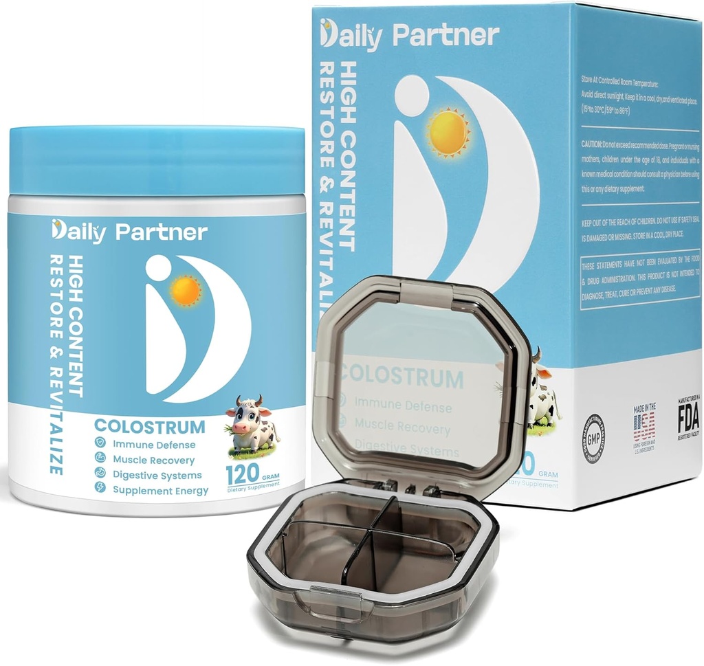 Polvere di Colostrum - Supporto immunitario & Gut Health Supplement, promuove il recupero del muscolo naturale, Calostro Bovino, Include la scatola di capsule & Spoon