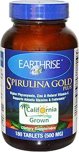 Spirulina Spirulina Gold Plus 500mg Tablet 180 conta, Spirulina Premium Naturale da California- Vegan, Gluten Free, Keto Friendly, Non -GMO Super Food alta in vitamine e minerali.