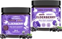 Llama Naturals Real Fruit Sambucus Gommies de mûres aînées pour les enfants et les adultes.No Added Sugar Cane, Vegan, Organic Immmune Support.