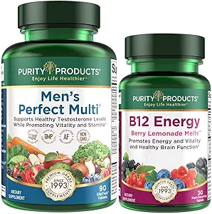 Purity Products Bundle - Men's Perfect Multi + B12 Energy MELT Men's Multi unterstützt gesunde Vitalität, Energie + mehr - B12 Energy Berry MELT w/ 1.000mcg Methylcobalamin B-12-30 Day Supply