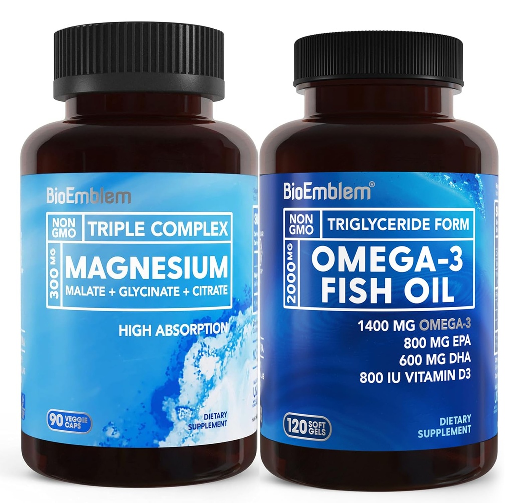 BioEmblem Triple Magnesium Complex e BioEmblem Omega-3 Fish Oil 2000mg