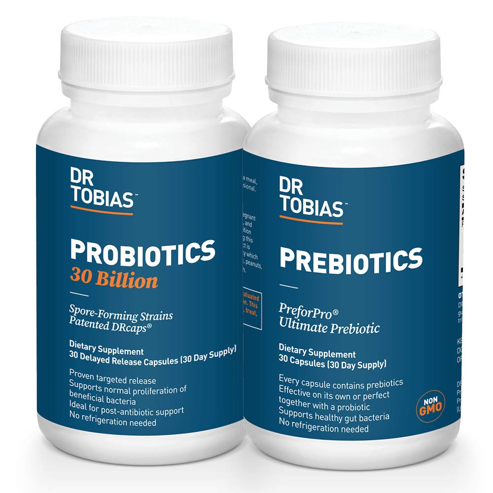 Dr. Tobias Probiotics 30 miliardi & Prebiotici Sostenere la digestione & Gut Salute