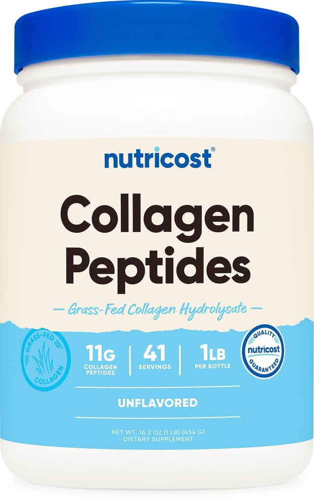 Nutricost Collagen Peptides Powder 1LB (454 G) - Grass Fed Bovine Collagen Hydrolysate (Unflavored)